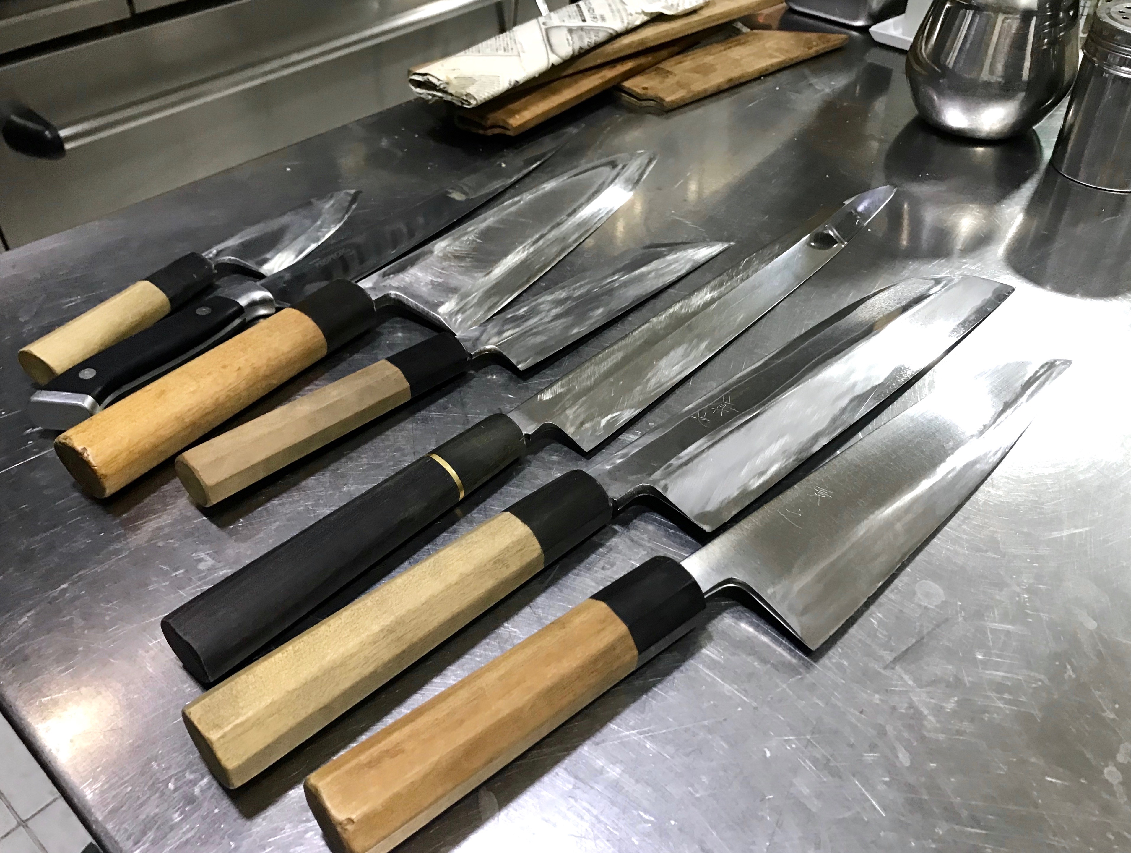 Set of professional chef’s knives 